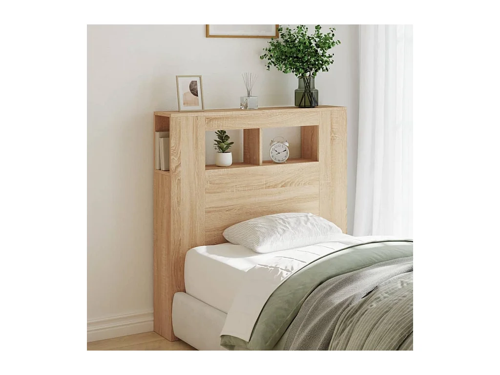 Tête de lit à LED chêne sonoma 100x18,5x103,5cm bois ingénierie