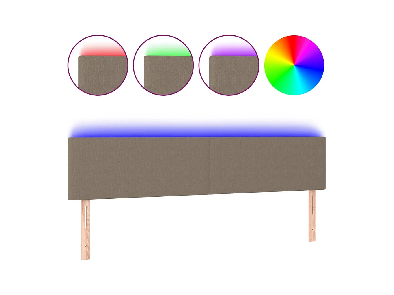 Taupe LED Hoofdbord 200x5x78/88 cm Stof