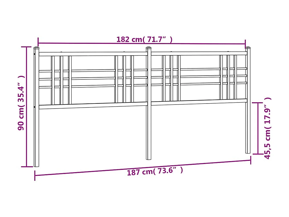 Testiera in metallo bianco 180 cm
