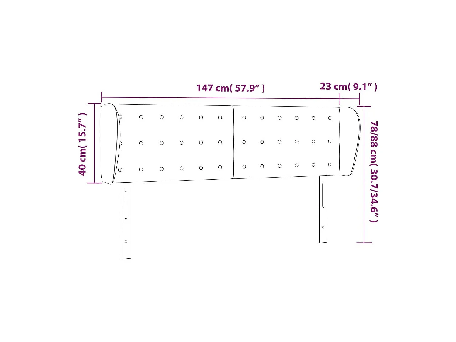 Tête de lit avec oreilles Blanc 147x23x78/88 cm Similicuir