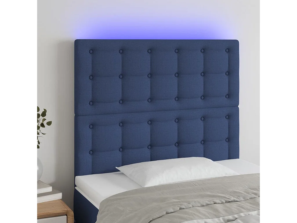 LED Hoofdbord Blauw 80x5x118/128 cm Stof