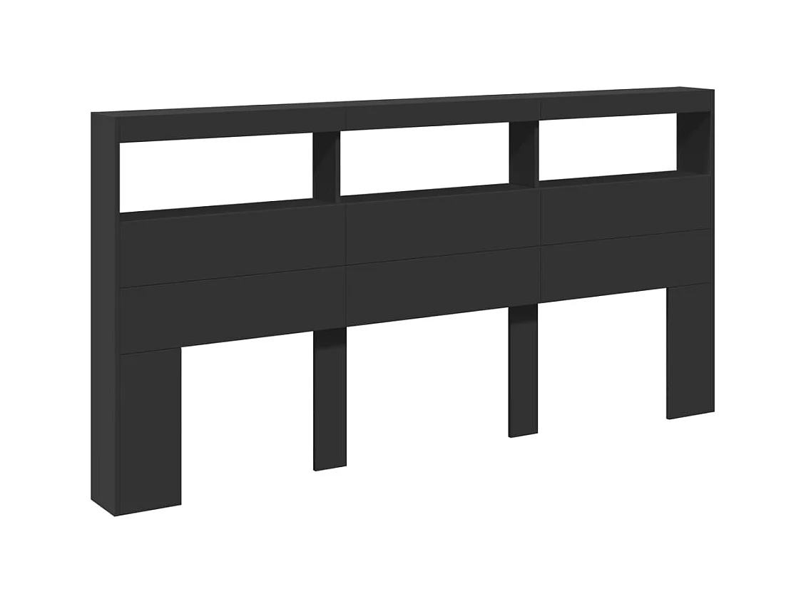 Cabecero de armario con LED negro 200x17x102 cm