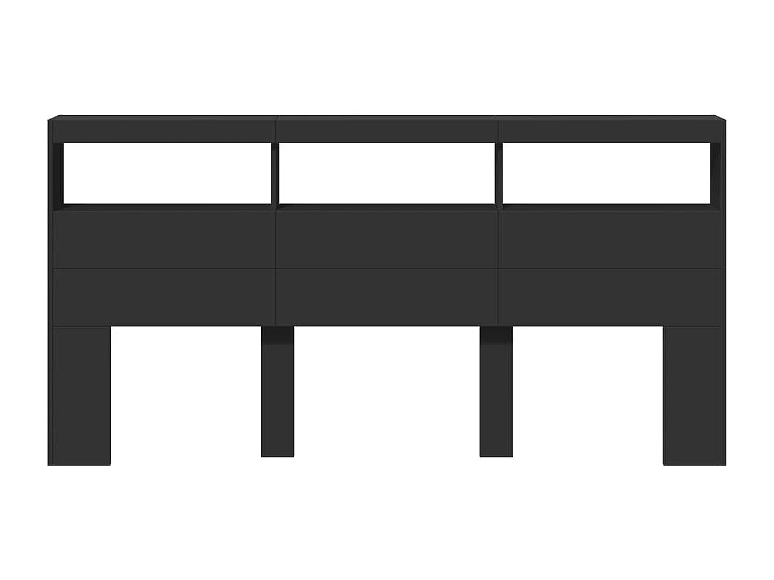 Cabecero de armario con LED negro 200x17x102 cm