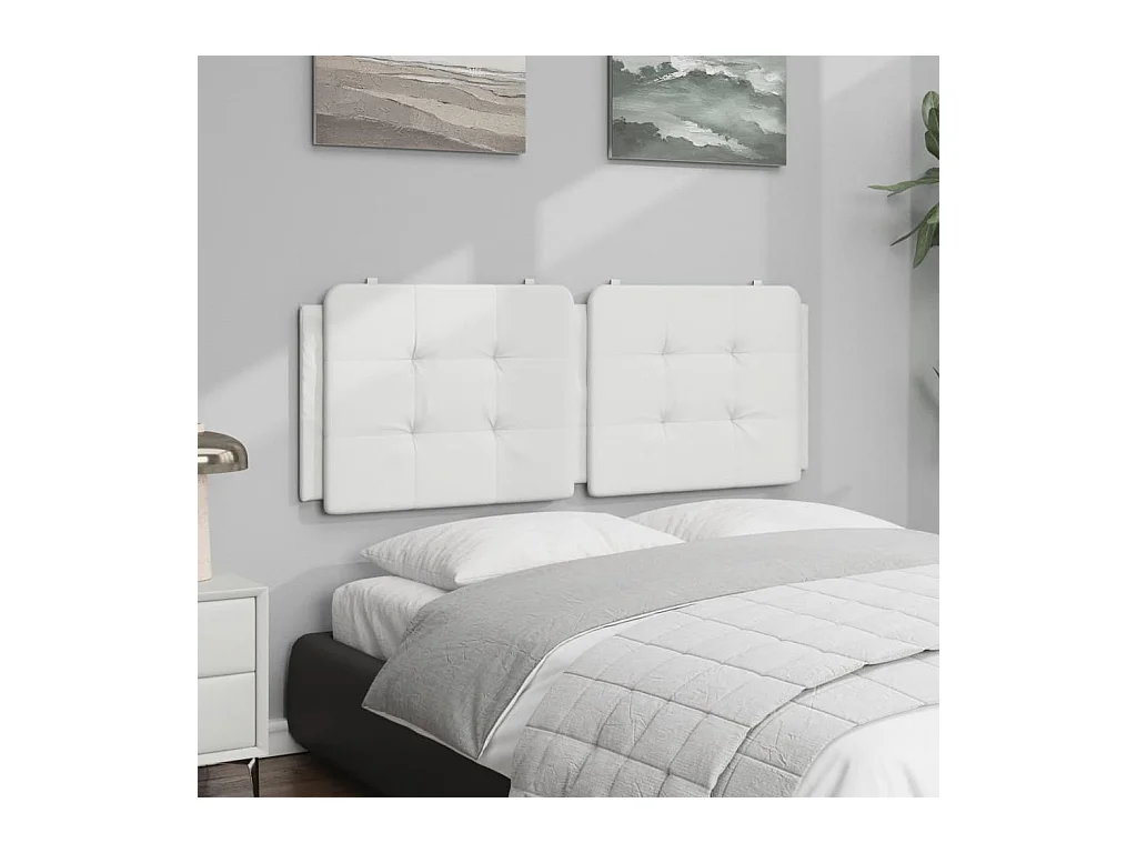 Cojín cabecero blanco 140 cm piel sintética