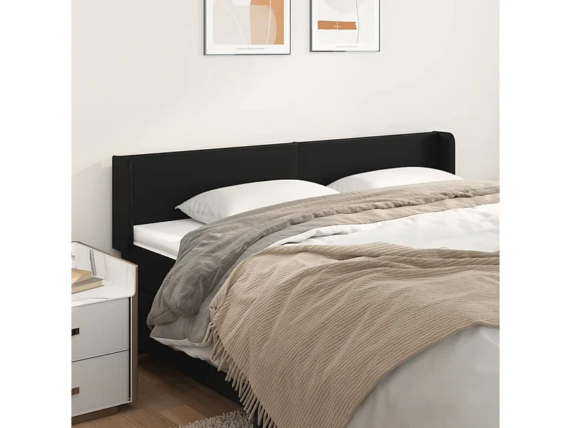 Cabecero con alas Negro 163x16x78/88 cm Piel sintética