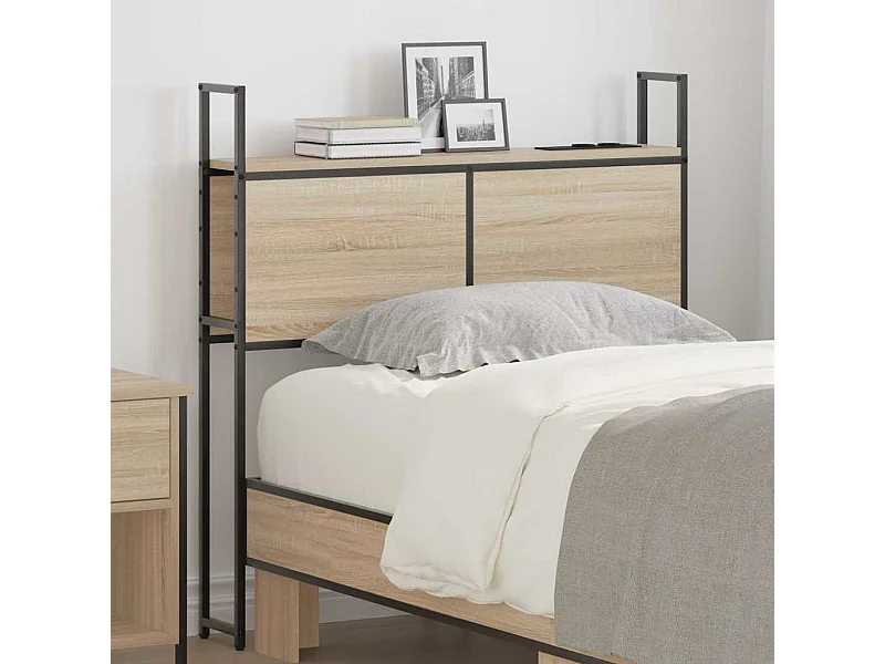 Headboard de Rangement avec Station de Charge Chêne sonoma