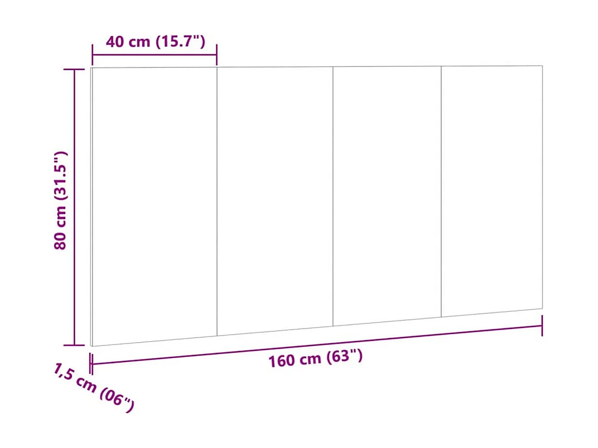 Tête de lit chêne artisanal 160x1,5x80 cm bois d'ingénierie