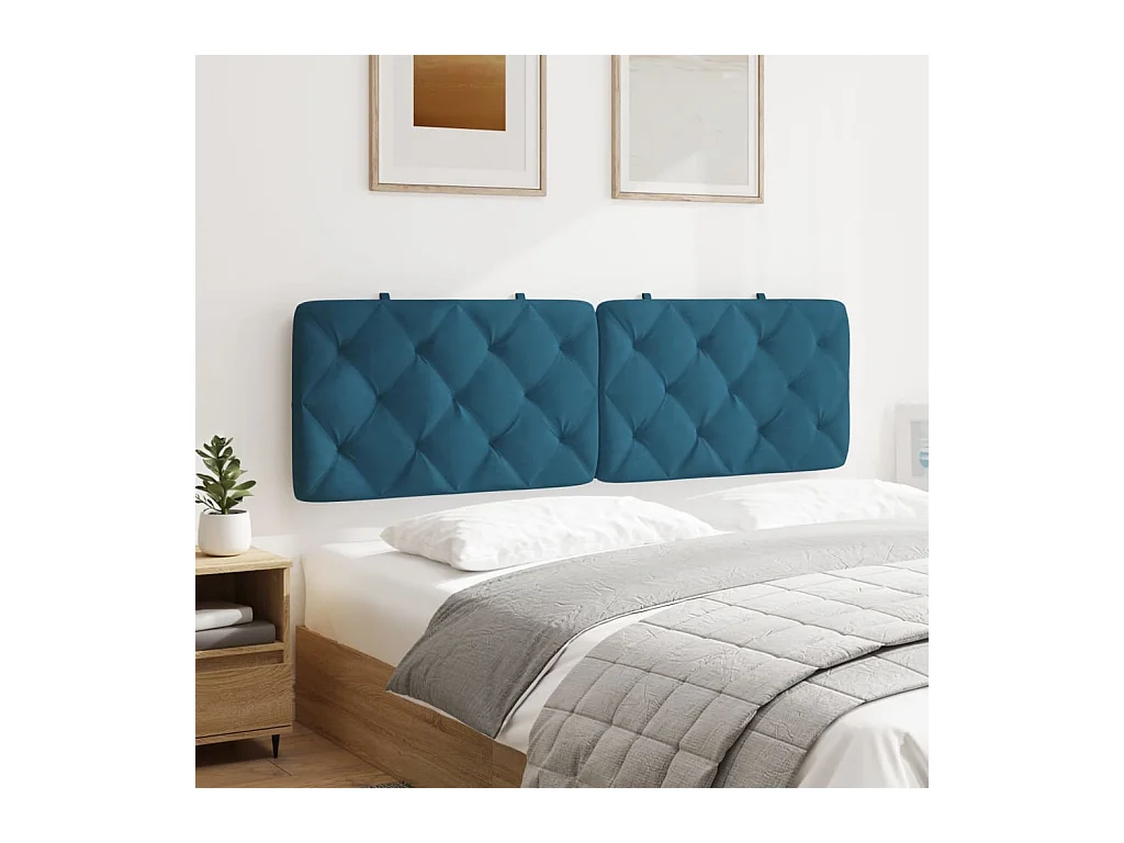 Blauw hoofdbordkussen 160 cm fluweel