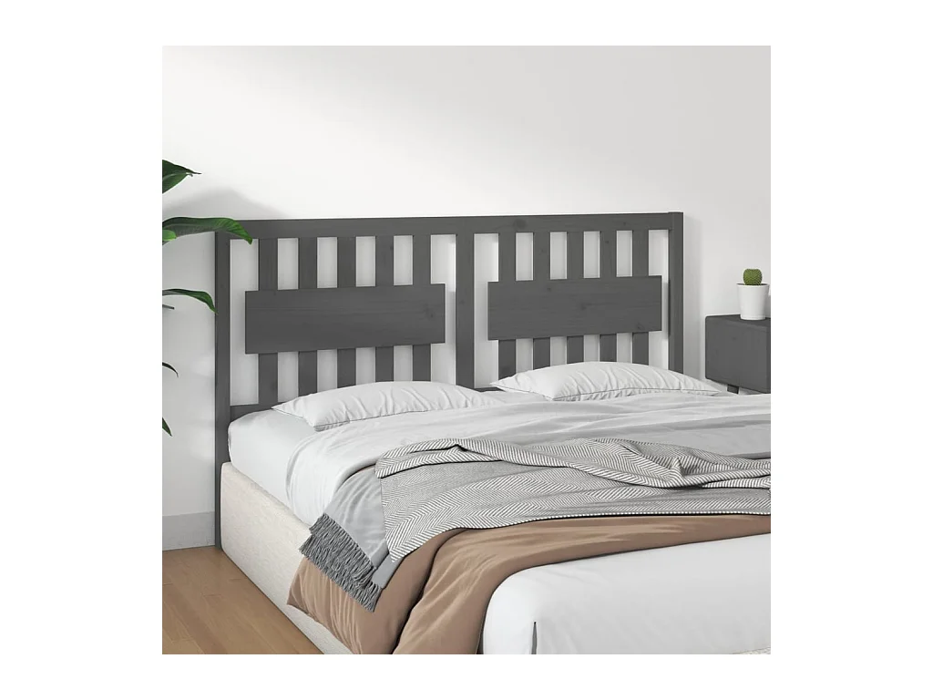 Grijs hoofdbord 165,5x4x100 cm Massief grenenhout