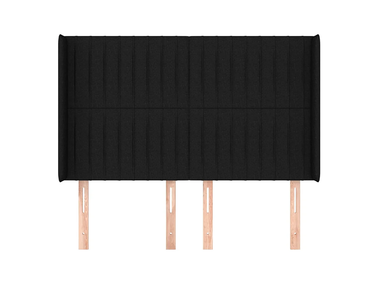 Hoofdbord met vleugels Zwart 147x16x118/128 cm Stof