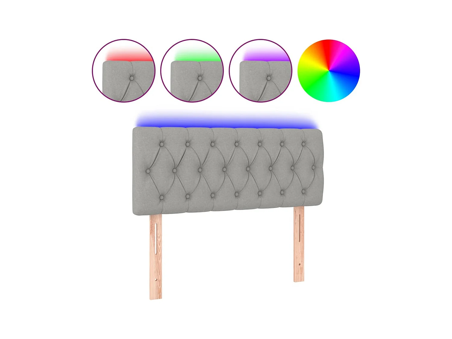 LED hoofdbord Lichtgrijs 90x7x78/88 cm Stof