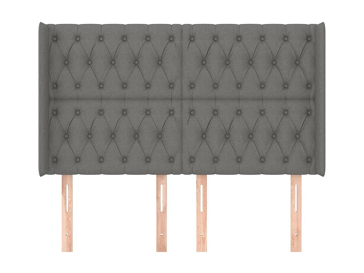 Tête de lit avec oreilles Gris foncé 147x16x118/128 cm Tissu