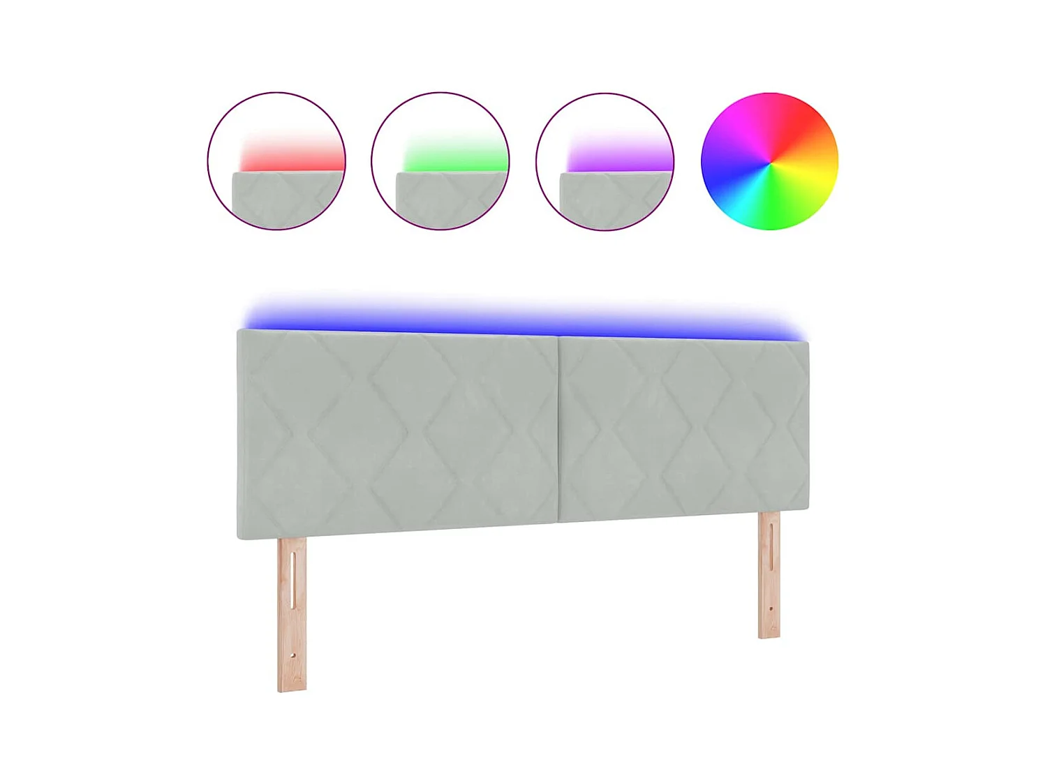 Geometrisch LED-hoofdbord lichtgrijs 144 cm fluweel