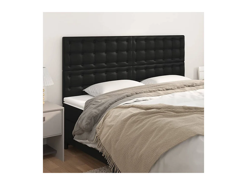 Kopfteile 4 Stk. Schwarz 80x5x78/88 cm Kunstleder