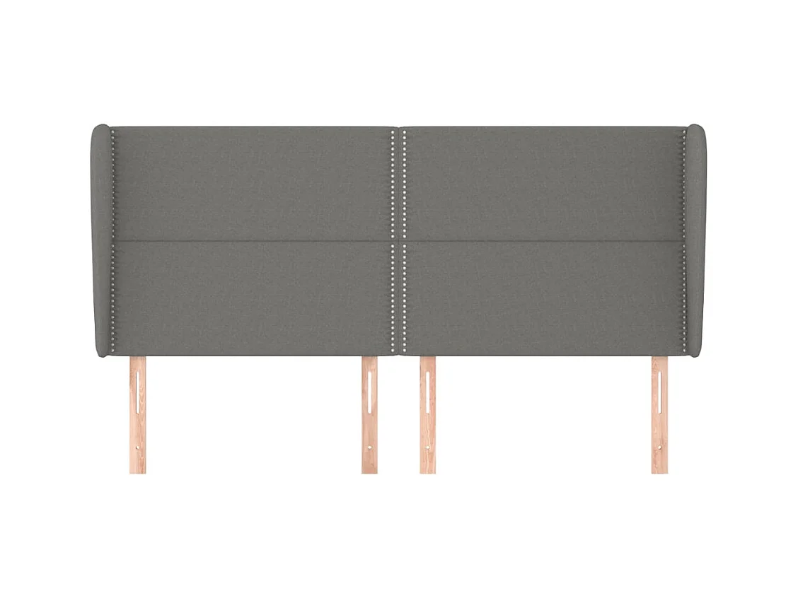 Cabecero con alas Gris oscuro 163x23x118/128 cm Tela
