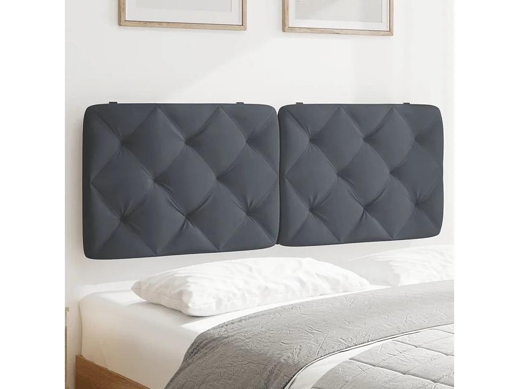 Cojín cabecero gris oscuro terciopelo 140 cm