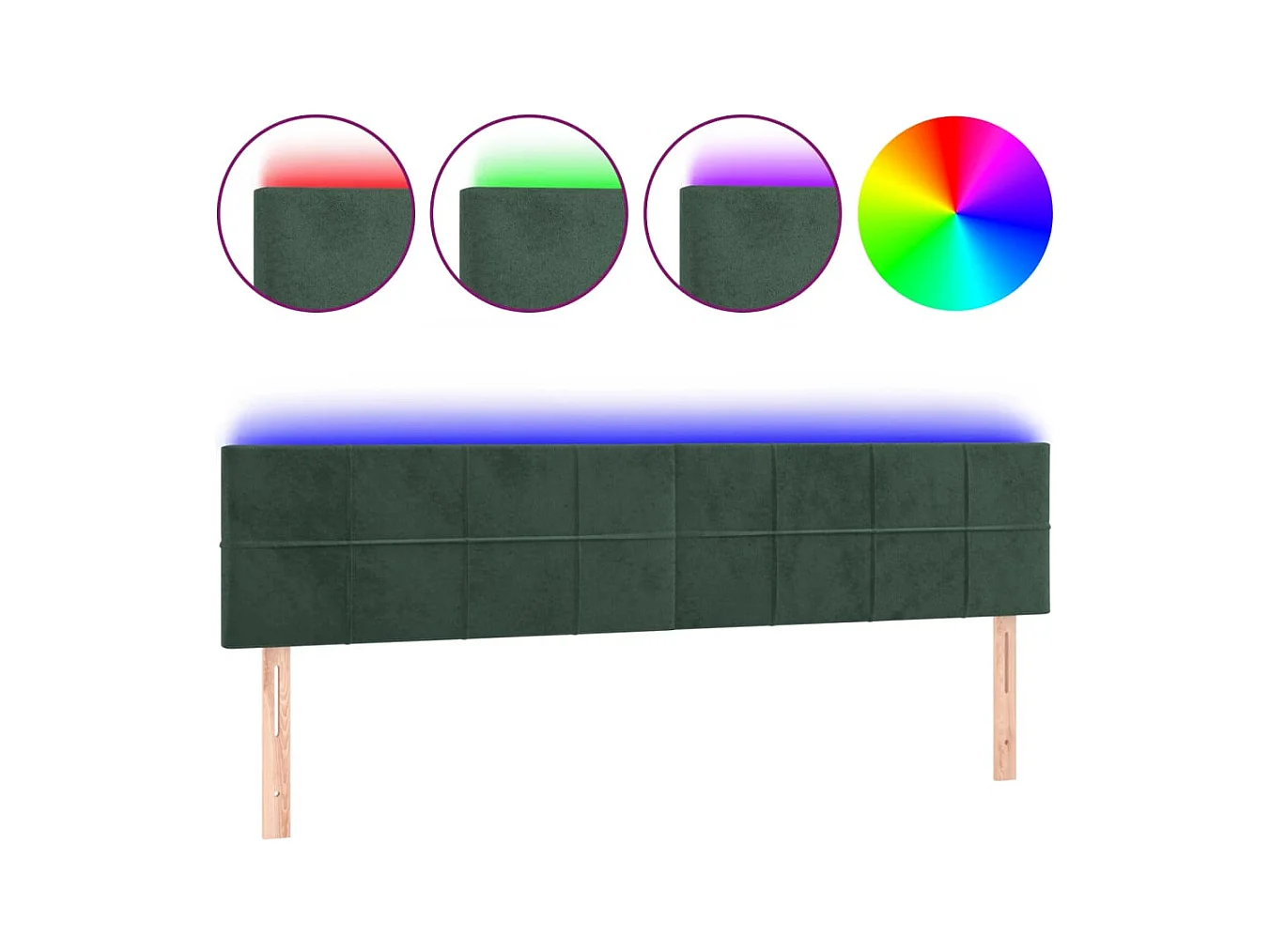 LED Hoofdbord Donkergroen 180x5x78/88 cm Fluweel