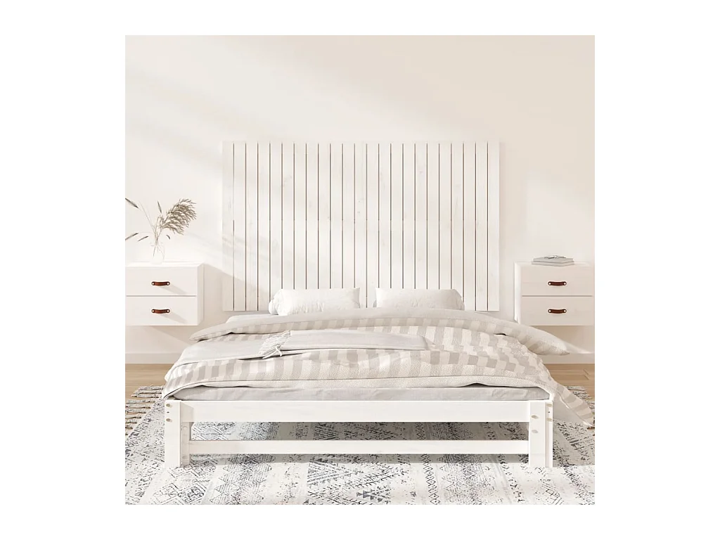 Tête de lit murale Blanc 147x3x90 cm Bois massif de pin