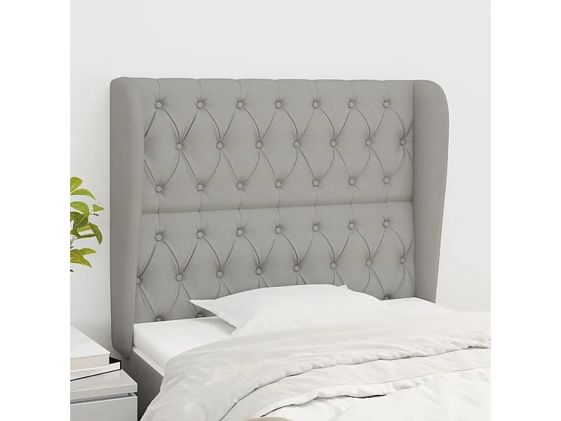 Tête de lit avec oreilles Gris clair 103x23x118/128 cm Tissu