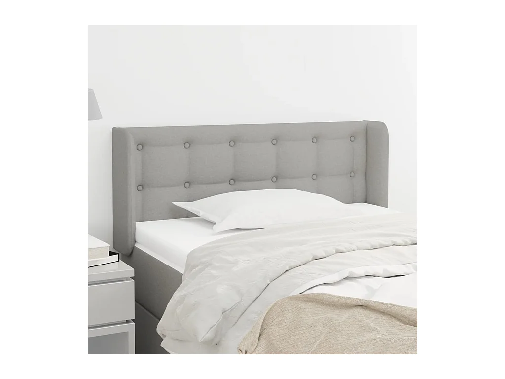 Hoofdbord met vleugels Lichtgrijs 103x16x78/88 cm Stof