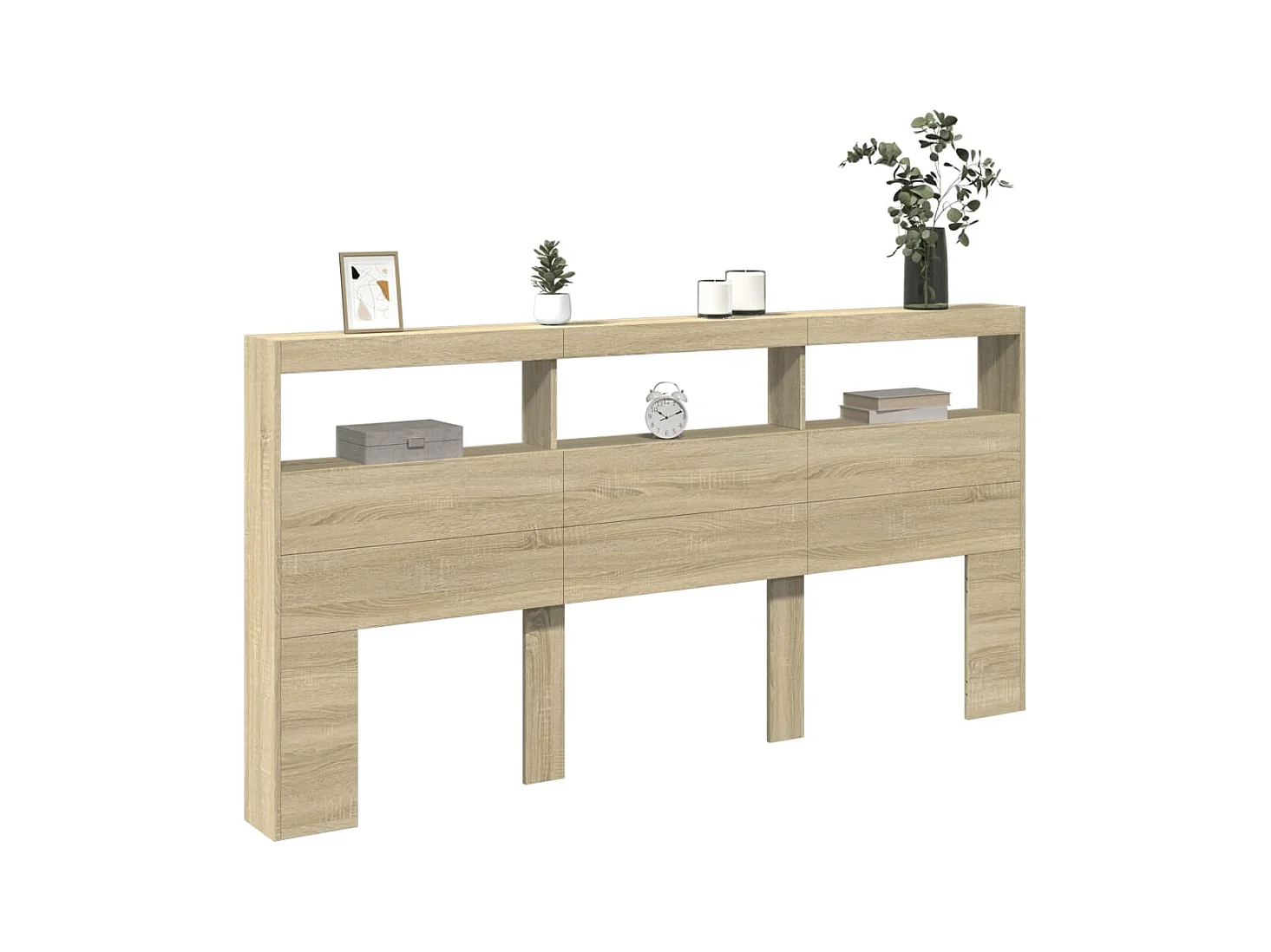 Cabecero de armario con LED roble Sonoma 200x17x102 cm