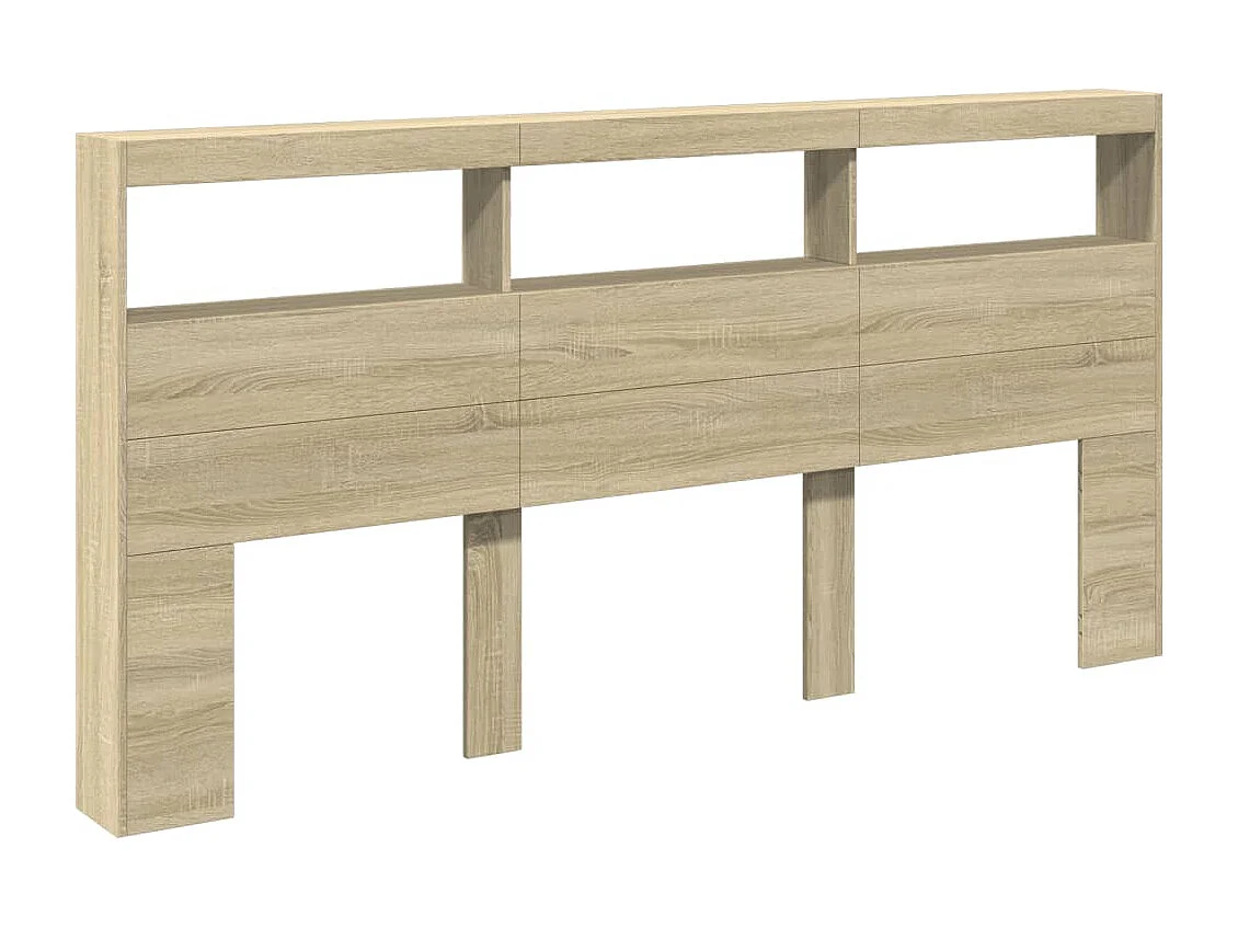Armoire tête de lit avec LED chêne sonoma 200x17x102 cm