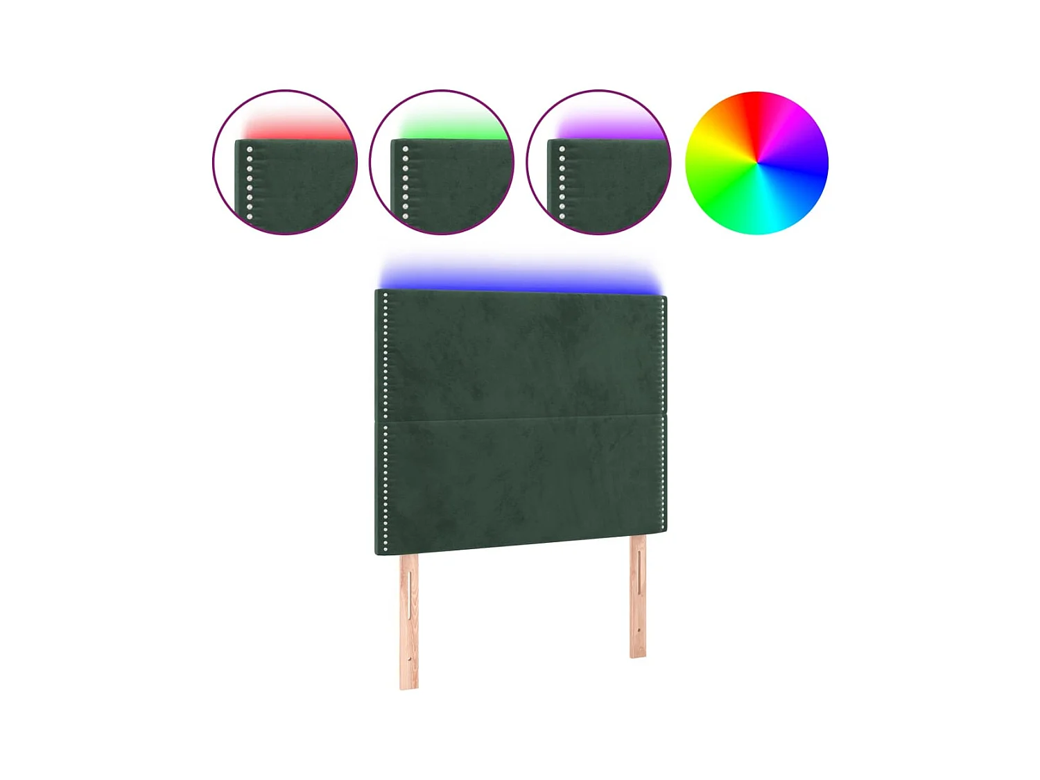 LED Hoofdbord Donkergroen 100x5x118/128 cm Fluweel