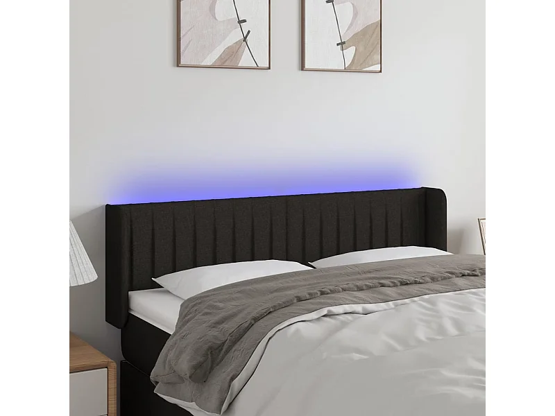 Tête de lit à LED Noir 147x16x78/88 cm Tissu