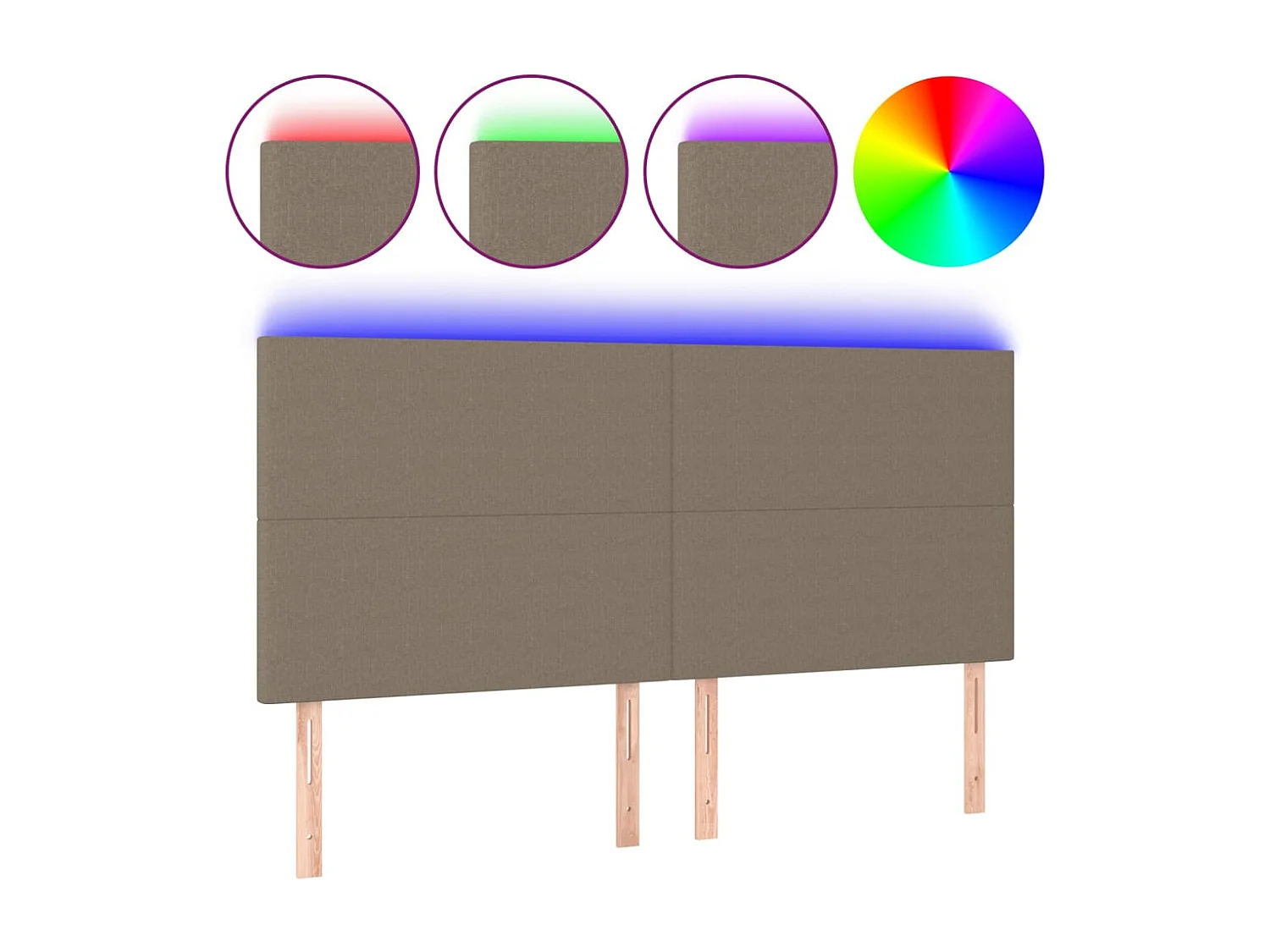 Taupe LED hoofdbord 180x5x118/128 cm Stof