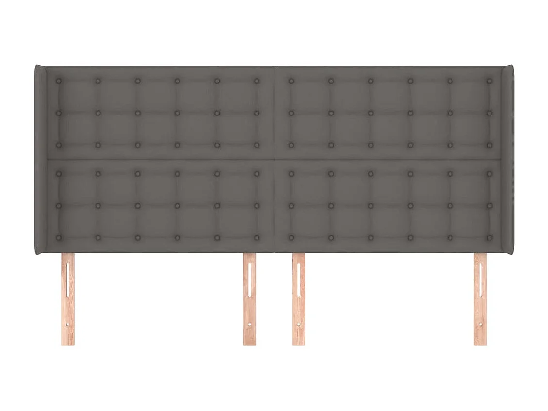 Testiera con ali Grigio 163x16x118/128 cm Ecopelle