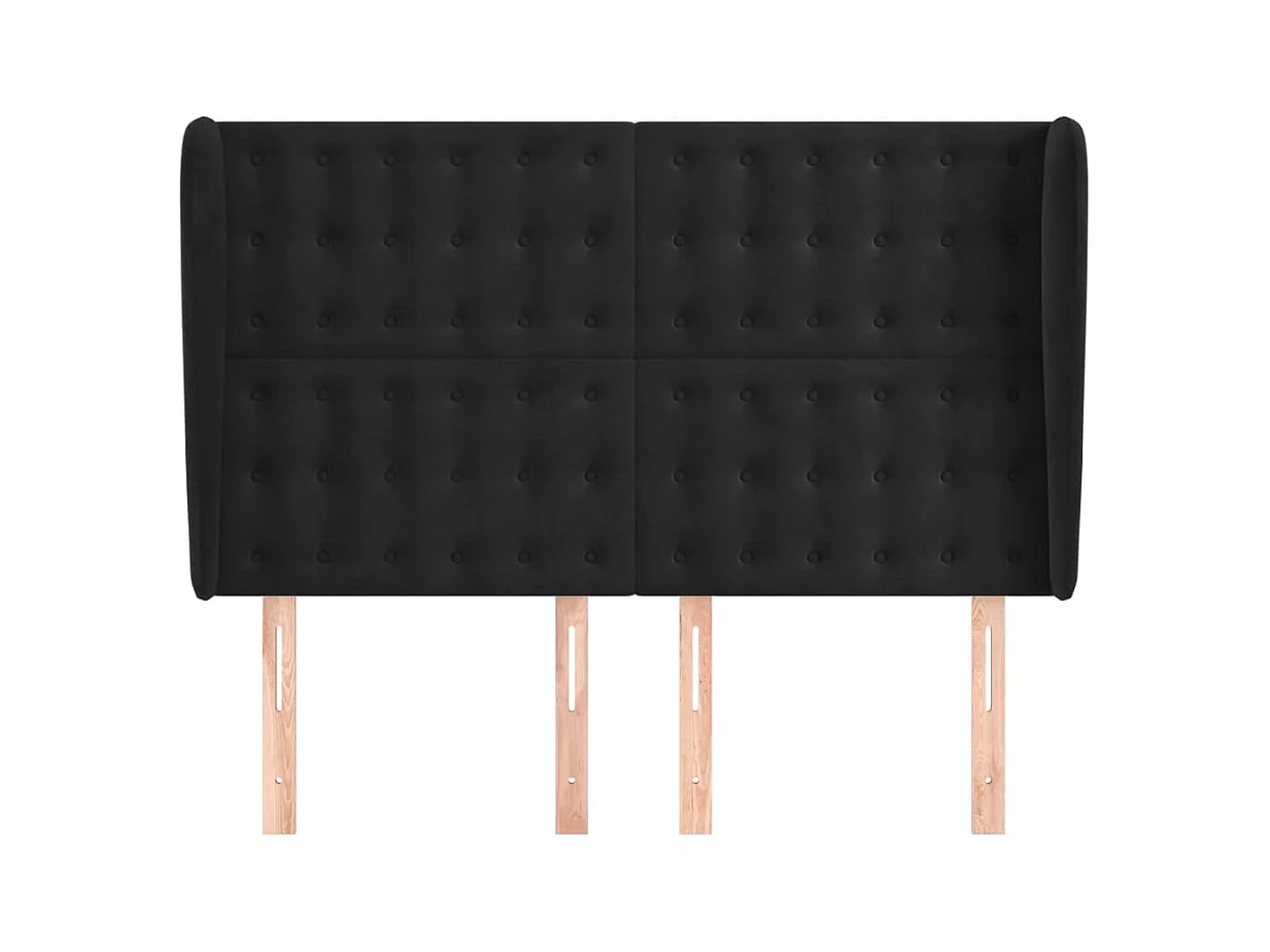 Cabecero con alas Negro 147x23x118/128 cm Terciopelo