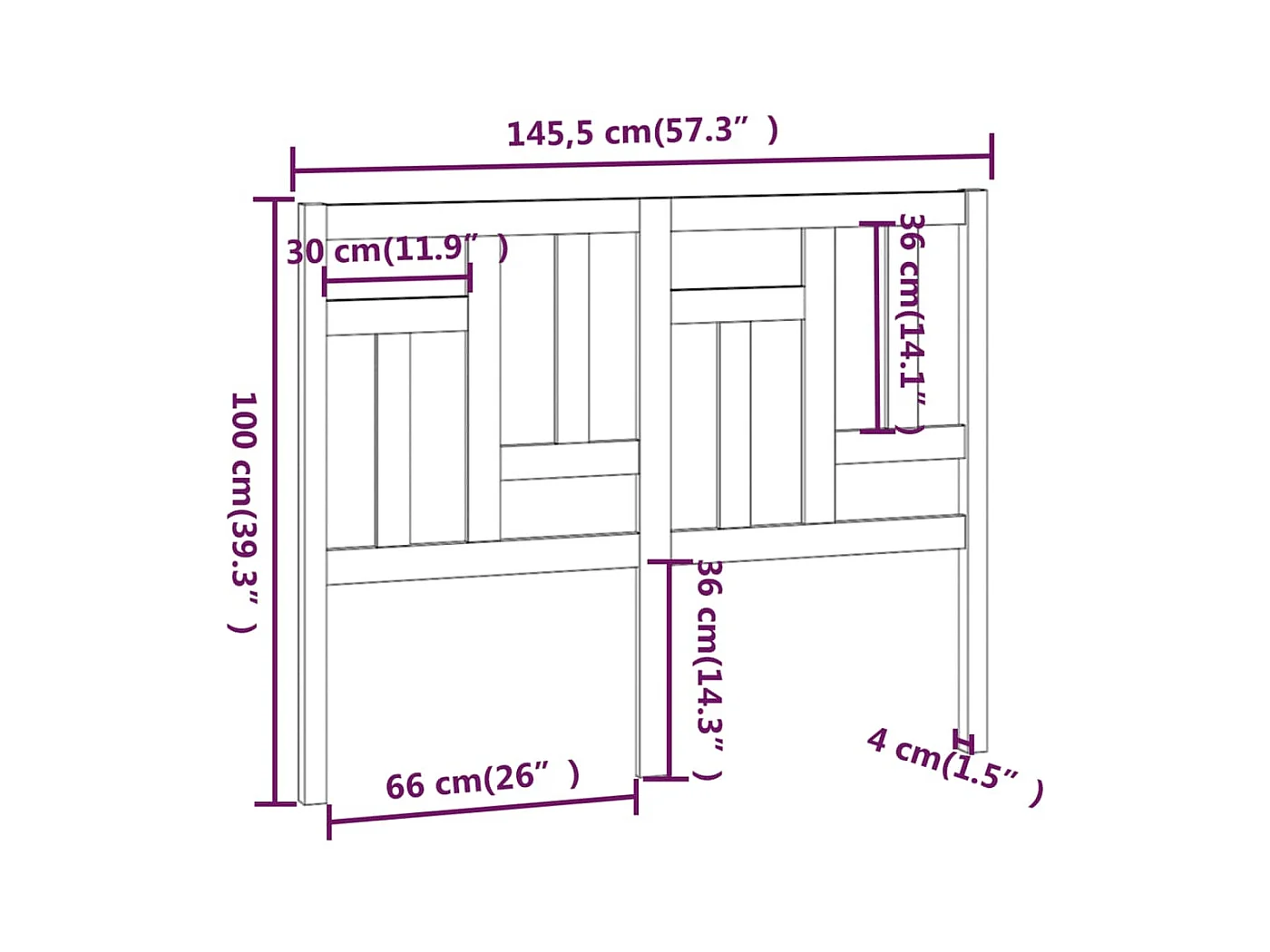 Hoofdbord 145,5x4x100 cm Massief grenenhout