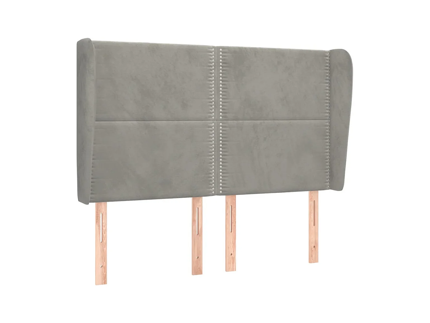 Kopfteil mit Flügeln Hellgrau 147x23x118/128 cm Samt