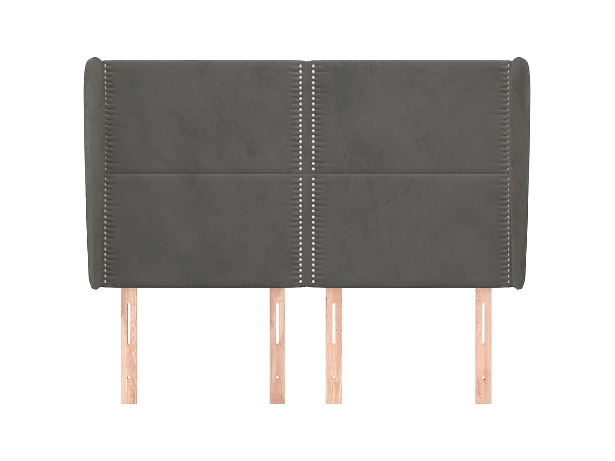 Tête de lit avec oreilles Gris foncé 147x23x118/128 cm Velours