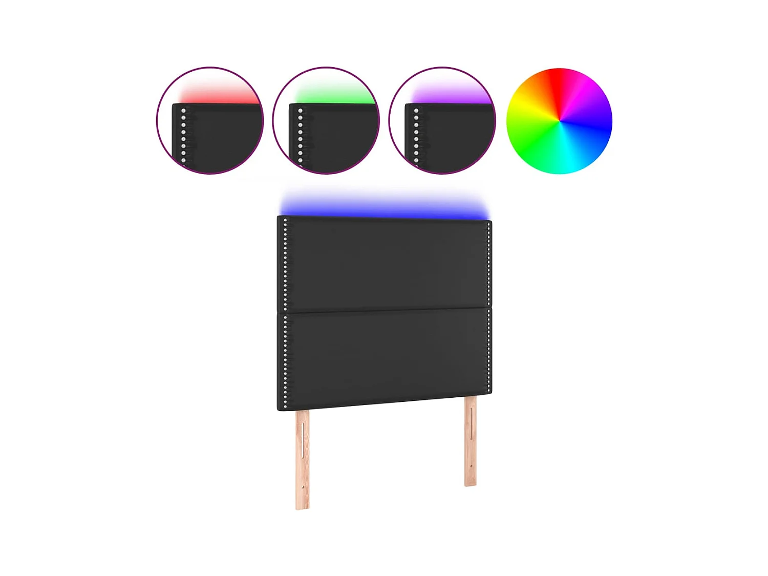 Tête de lit à LED Noir 90x5x118/128 cm Similicuir