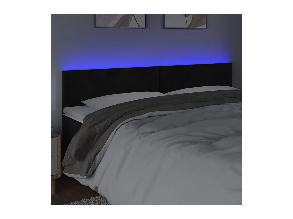 Tête de lit à LED Noir 200x5x78/88 cm Velours