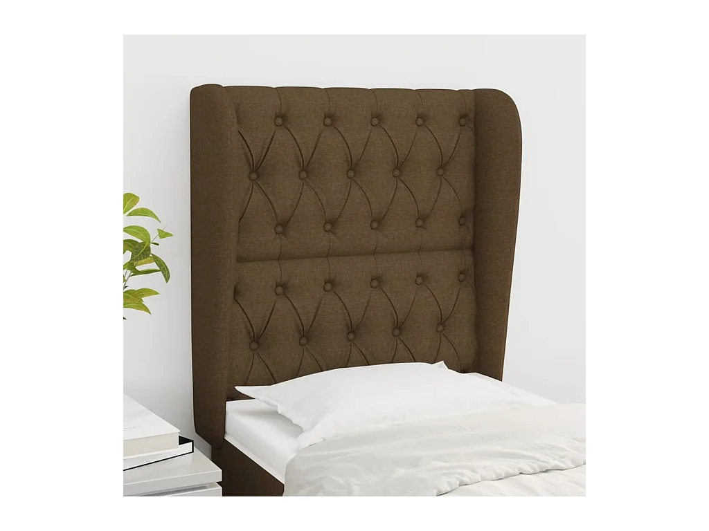 Cabecero con alas Marrón oscuro 83x23x118/128 cm Tela