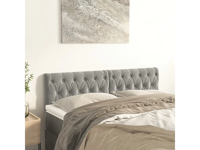 Têtes de lit 2 pcs Gris clair 72x7x78/88 cm Velours