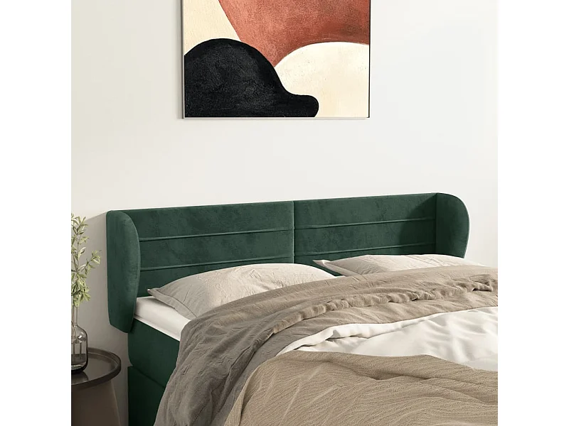 Kopfteil mit Flügeln Dunkelgrün 147x23x78/88 cm Samt