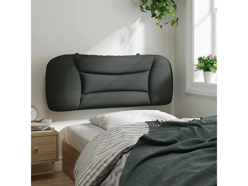 Cuscino per testiera grigio scuro in tessuto da 100 cm