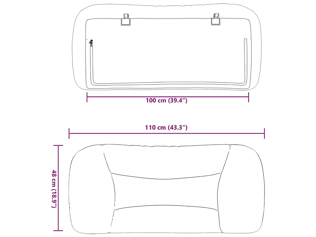Cuscino per testiera grigio scuro in tessuto da 100 cm