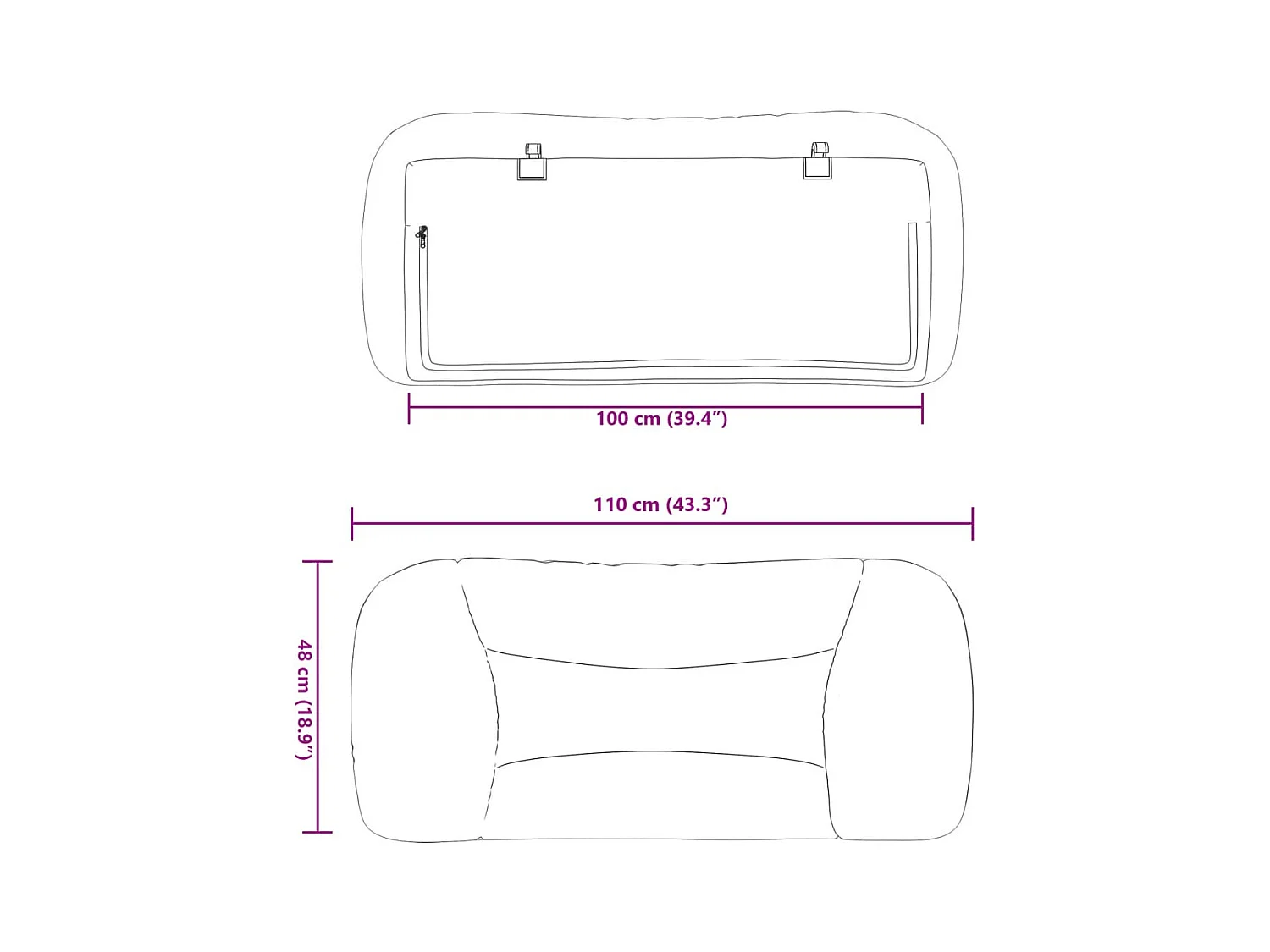 Blauw hoofdbordkussen 100 cm stof