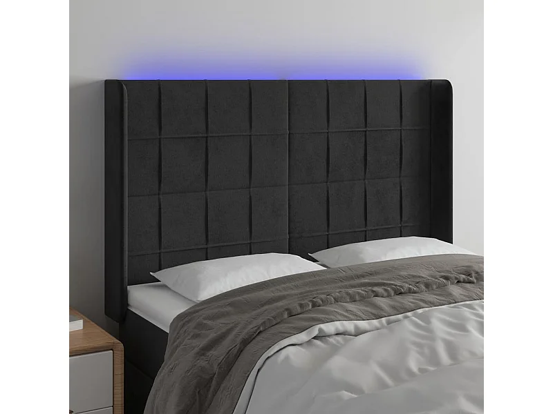 Cabecero LED Negro 147x16x118/128 cm Terciopelo