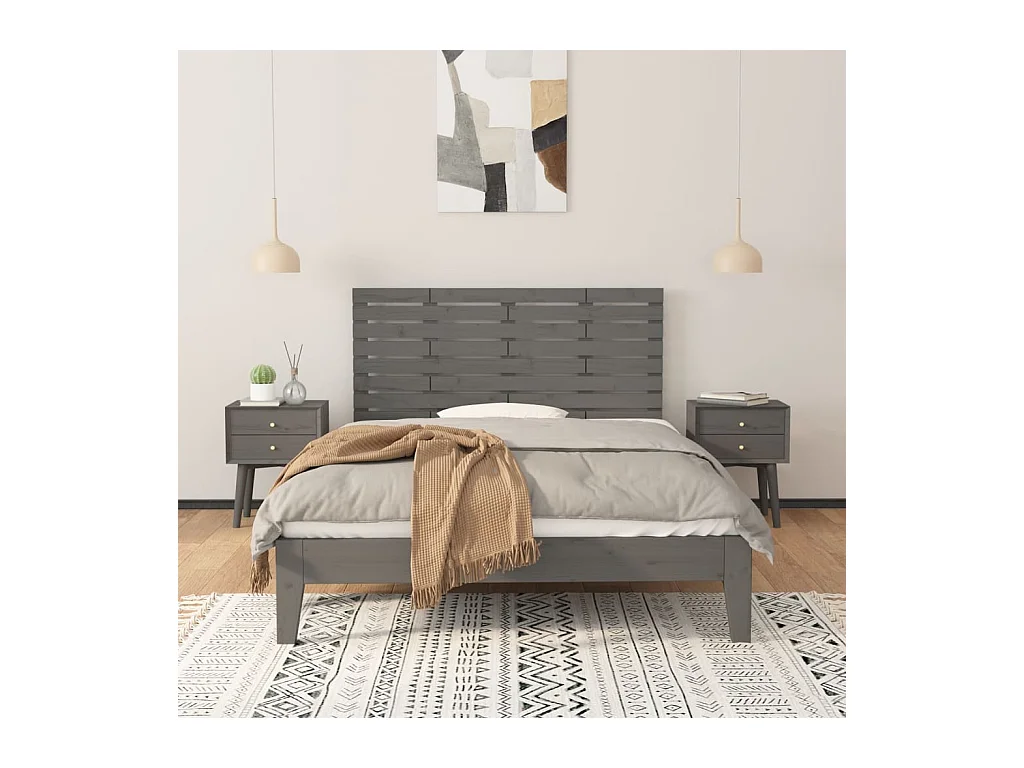 Cabecero de pared Gris 146x3x63 cm Madera maciza de pino