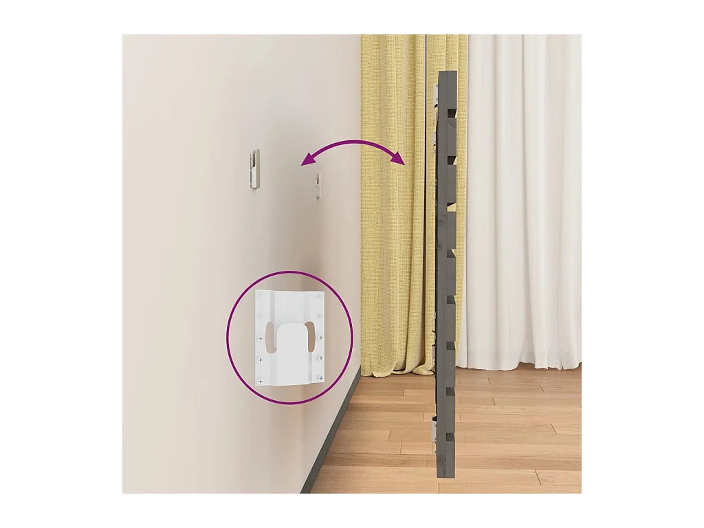 Cabecero de pared Gris 146x3x63 cm Madera maciza de pino