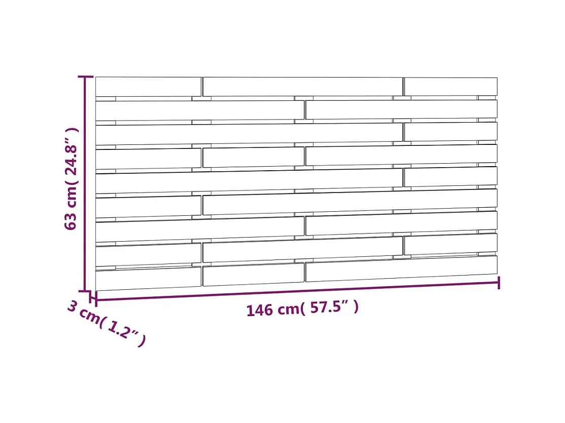 Cabecero de pared Gris 146x3x63 cm Madera maciza de pino