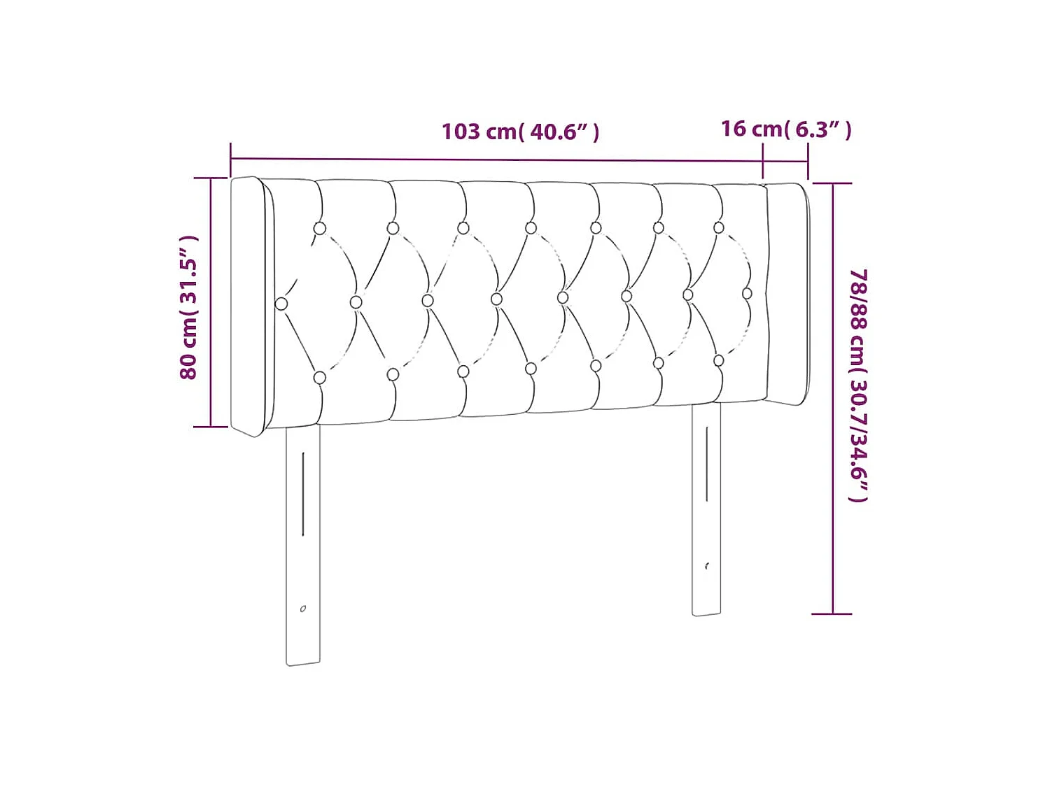 Hoofdbord met vleugels Crème 103x16x78/88 cm Stof