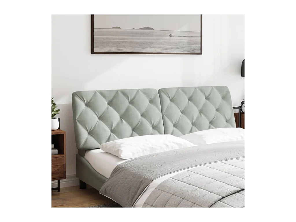 Lichtgrijs hoofdbordkussen 160 cm fluweel