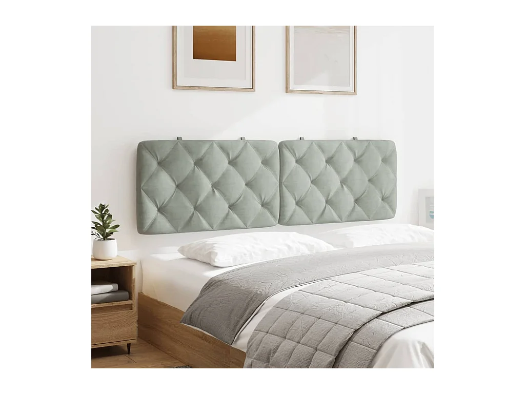 Lichtgrijs hoofdbordkussen 160 cm fluweel