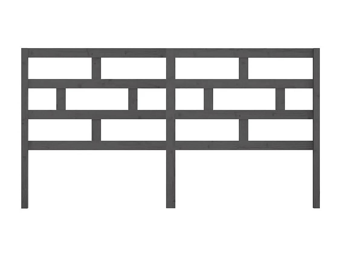 Grijs hoofdbord 186x4x100 cm Massief grenenhout